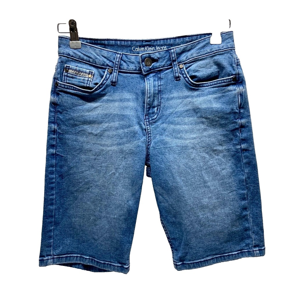 Calvin Klein Jeans City Short Women 4 Medium Blue Stretch Casual Bermuda Shorts